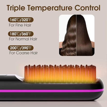 Cordless 2-in-1 Hair Straightening Brush