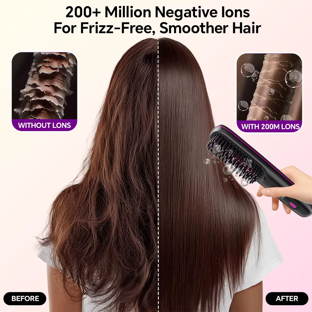 Cordless 2-in-1 Hair Straightening Brush