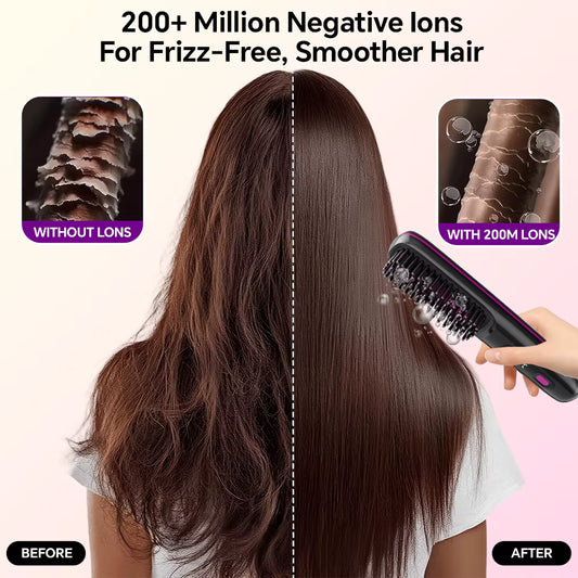 Cordless 2-in-1 Hair Straightening Brush